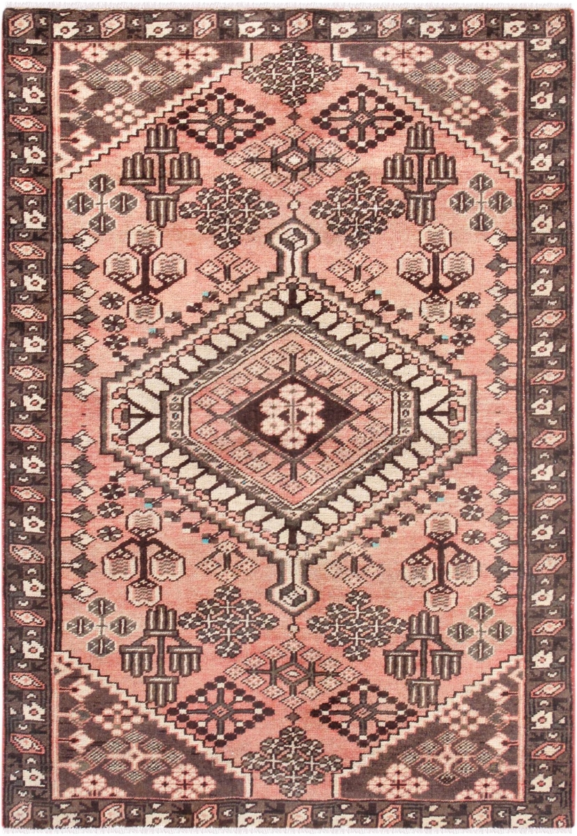 Vintage Azerbaijan Salmon Lamb's Wool Area Rug - 4 ft. 3 in. X 6 ft. 4 in.