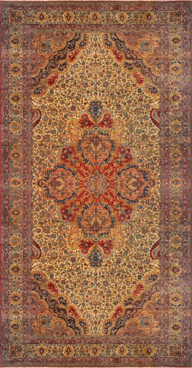 Antique Azerbaijan Ivory Lamb's Wool Area Rug