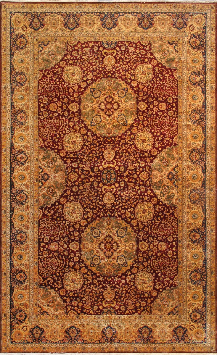 Agra Collection Hand-Knotted Lamb's Wool Area Rug-11' 2' X 18' 4' - Red