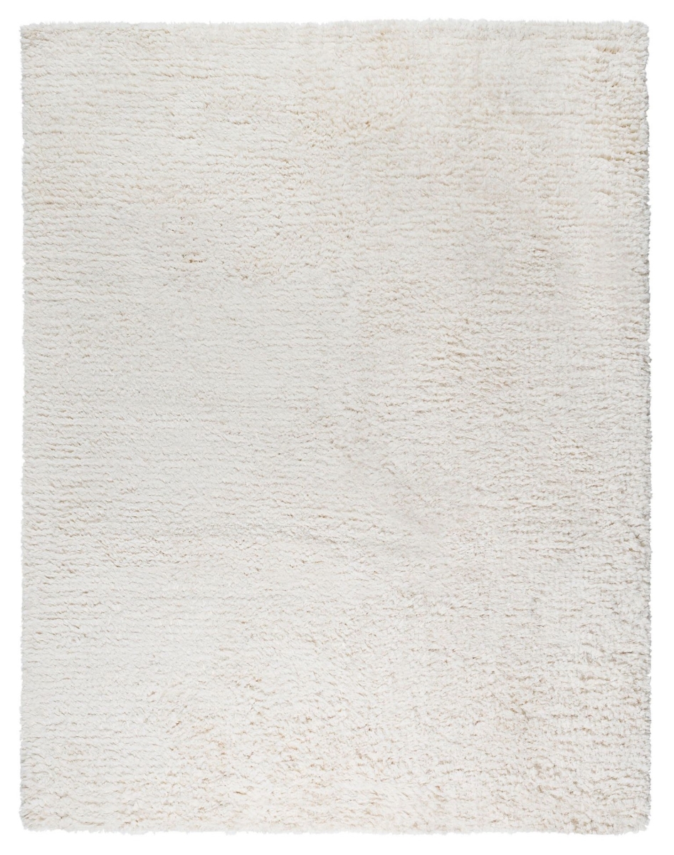 Paris Shag Collection Hand-Woven Poly & Cotton Area Rug- Ivory - 5' 0' X 8' 0'