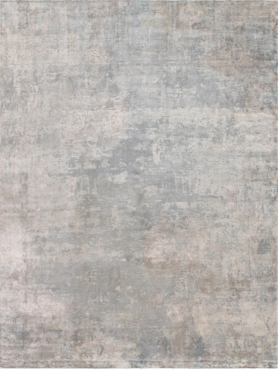 Beverly Collection Hand-Loomed Bamboo Silk Area Rug-12' 0' X 15' 0' - Silver/Blue
