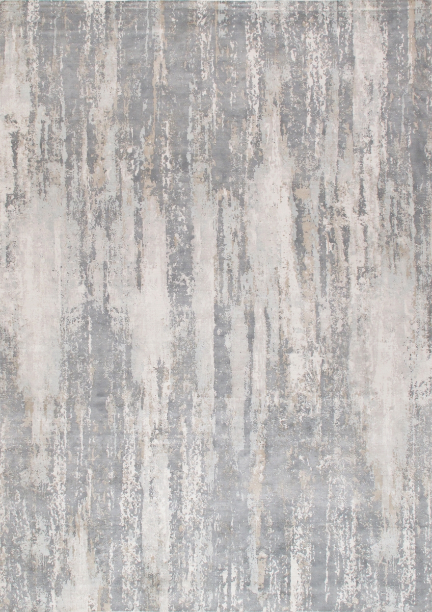 Beverly Collection Hand-Loomed Bamboo Silk Area Rug-12' 0' X 15' 0' - Grey/Ivory