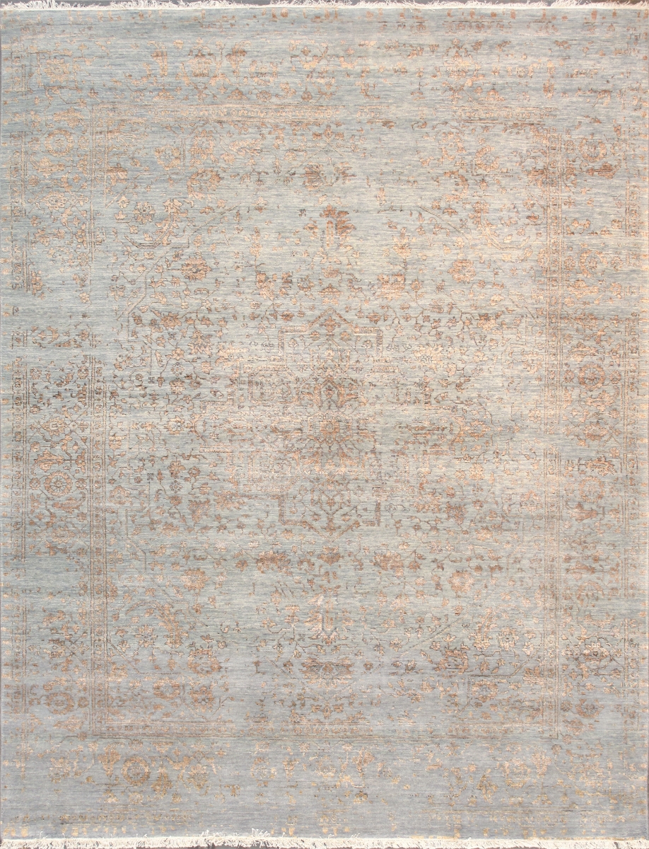 pdc-2779 Transitional Collection Hand Knotted Bsilk & Wool Area Rug - Blue/Gold - 7' 9' X 10' 0'