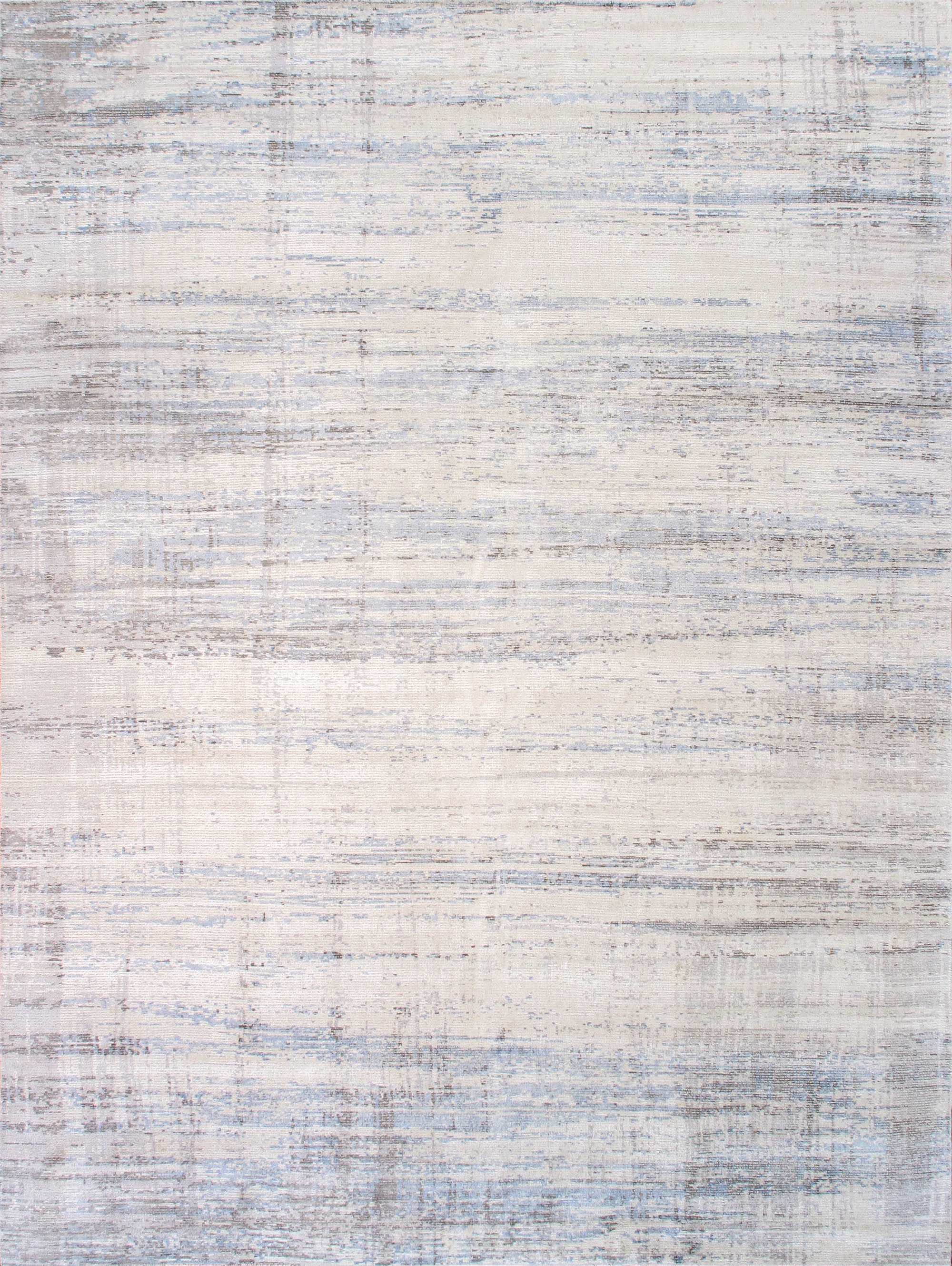 Modern Collection Hand-Loomed Bamboo Silk & Wool Area Rug - Silver - 12' 0' X 15' 0'