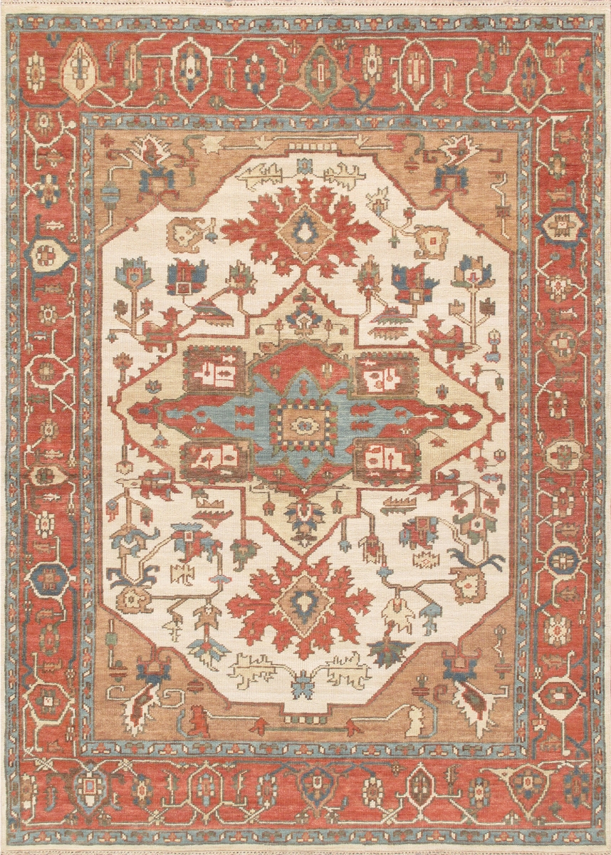 PH-04 10x14 Serapi Collection Hand-Knotted Wool Area Rug,  9' 8' X 13'10', Ivory