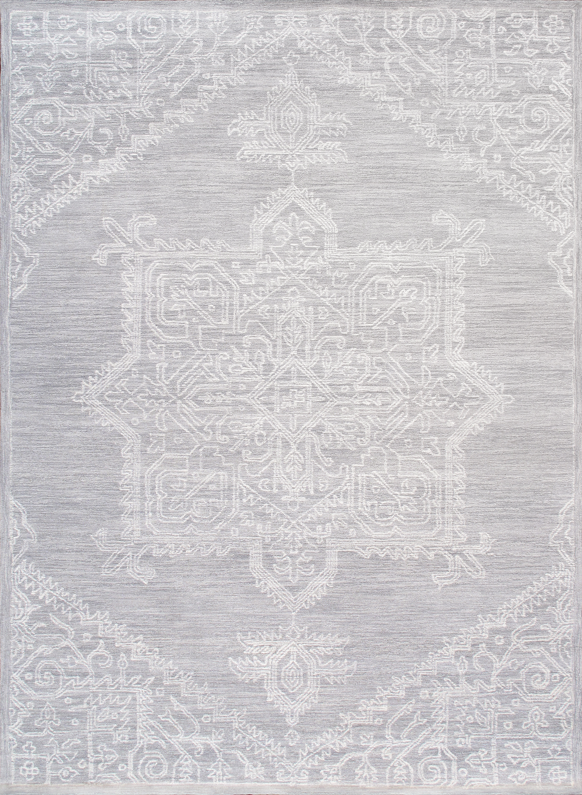 Modern Collection Hand-Tufted Bamboo Silk & Wool Area Rug - Silver - 9' 9' X 13' 9'