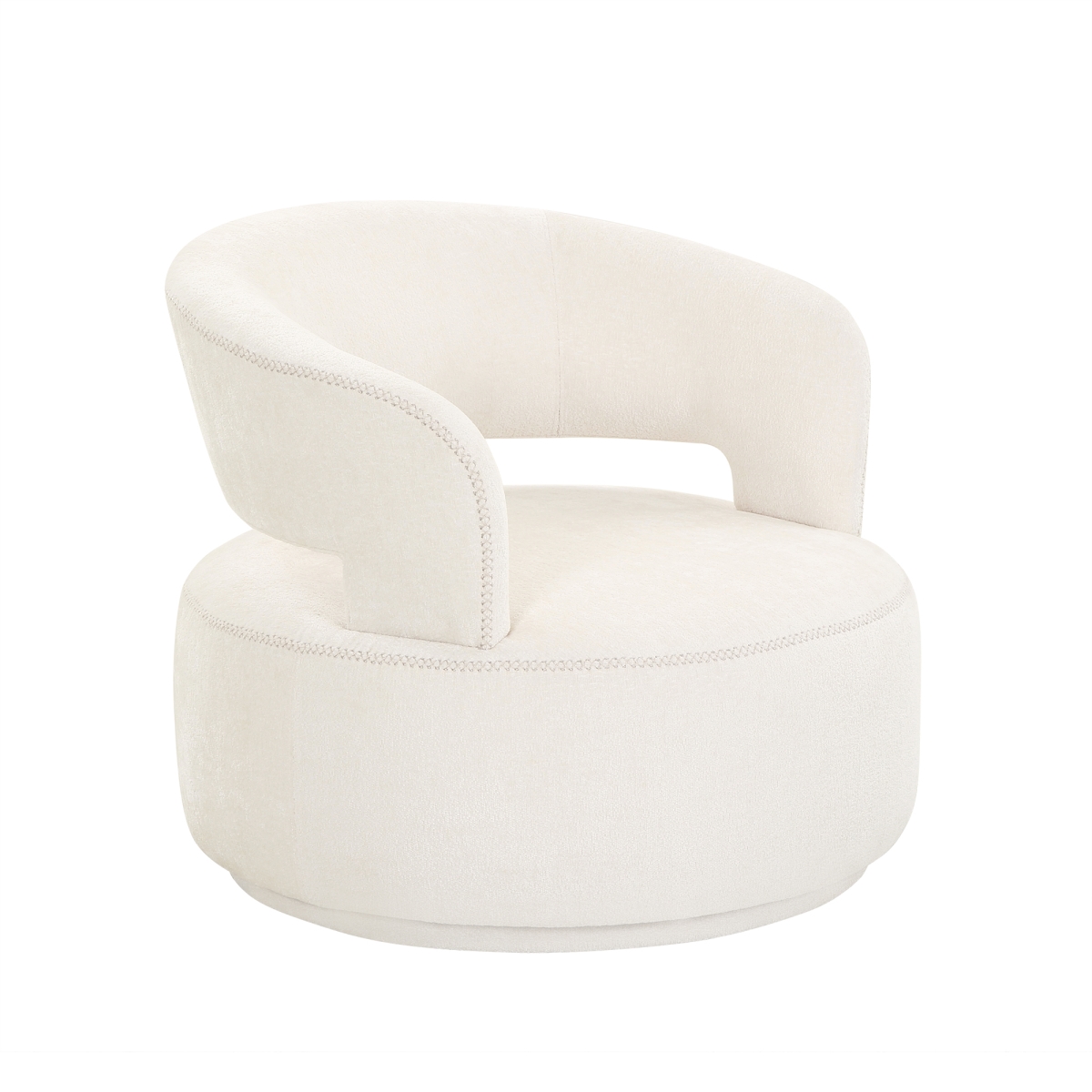 Piagia Upholstered Swivel Base Barrel Chair, Ivory