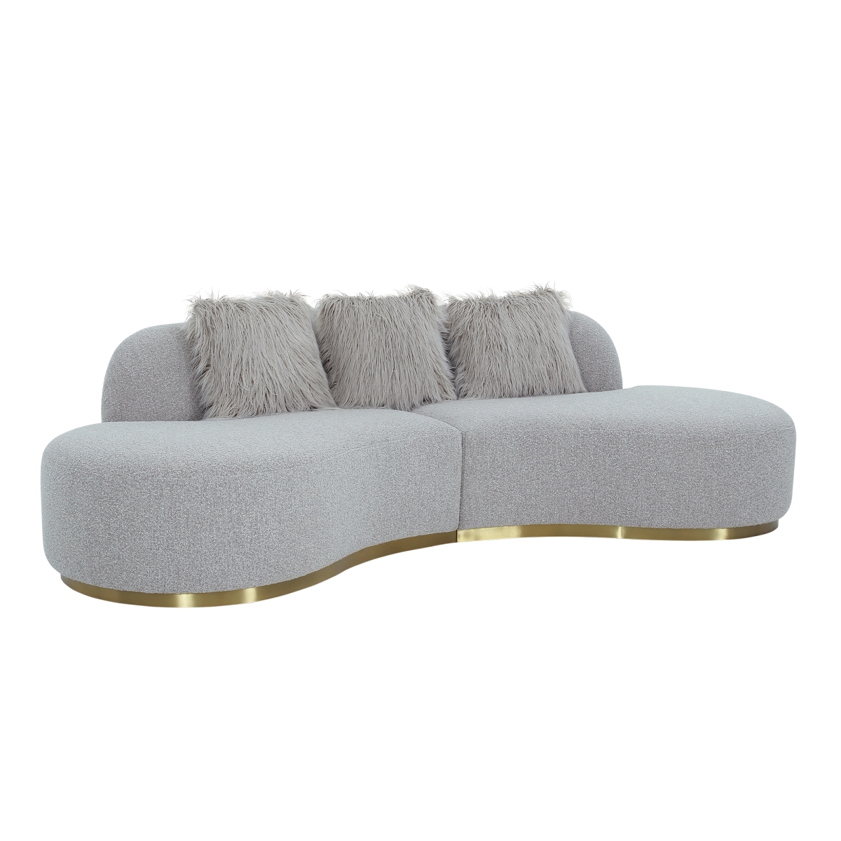 Simona Upholstered Curved Sofa with 3 Pillows, Width 110.6'