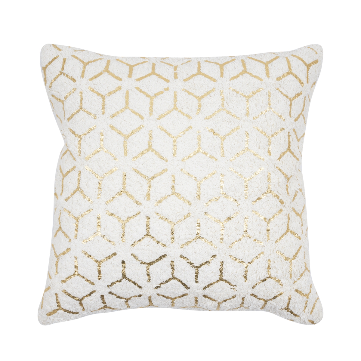 Picture of Pasargad Home PCH-1631 Pasargad Home Grandcanyon Geometric Gold Foil Cotton Pillow, White