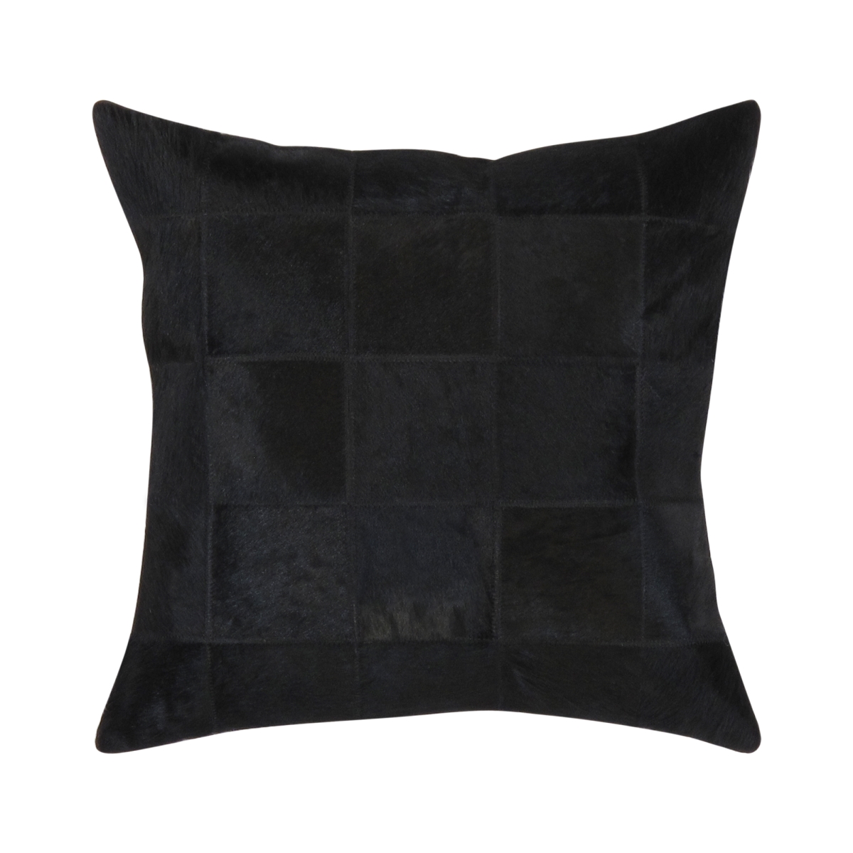Safari Checkered Black Cowhide 17' Decorative Throw Pillow