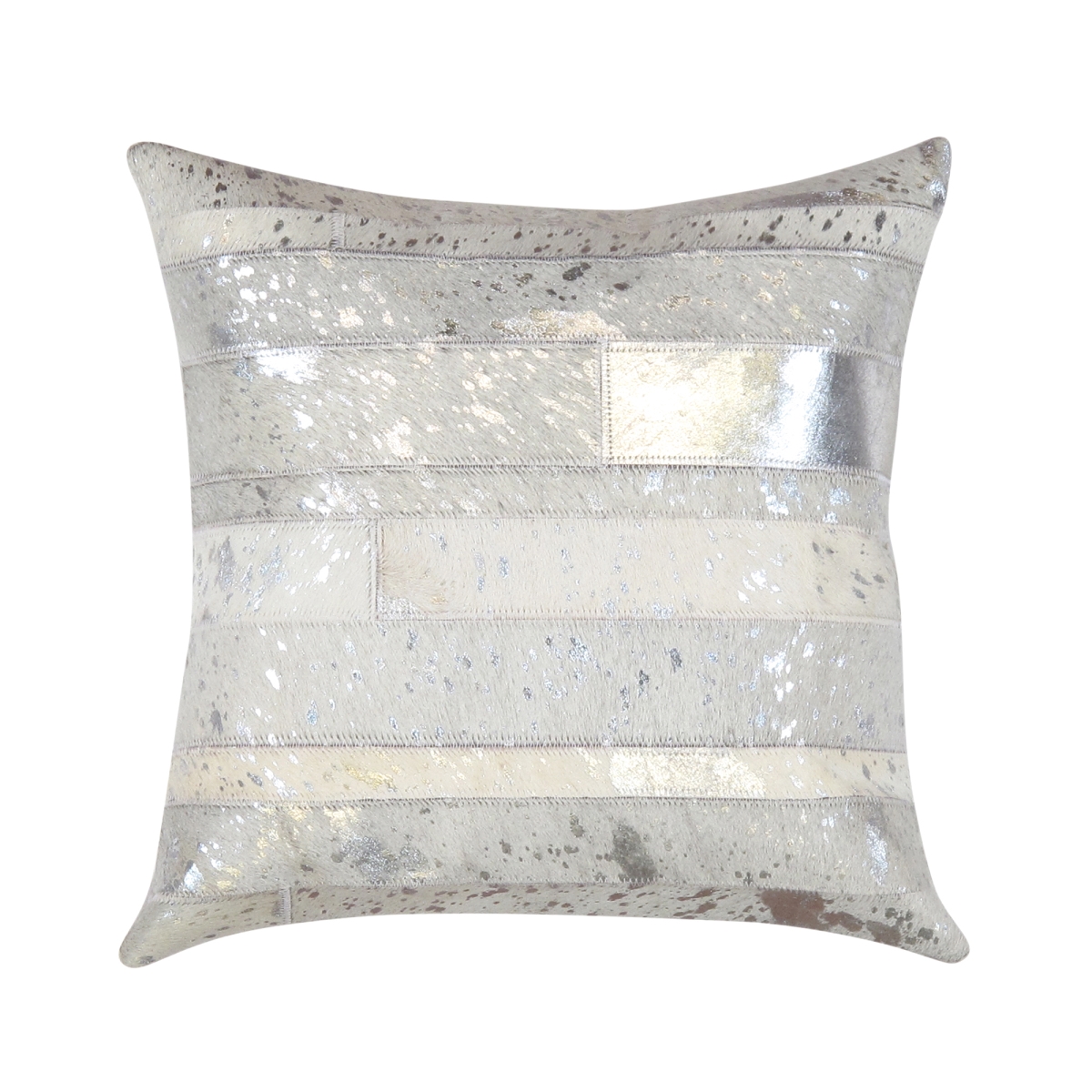 Picture of Pasargad Home picu-28 Pasargad Home Safari Striped Silver Cowhide 17&apos; Decorative Throw Pillow