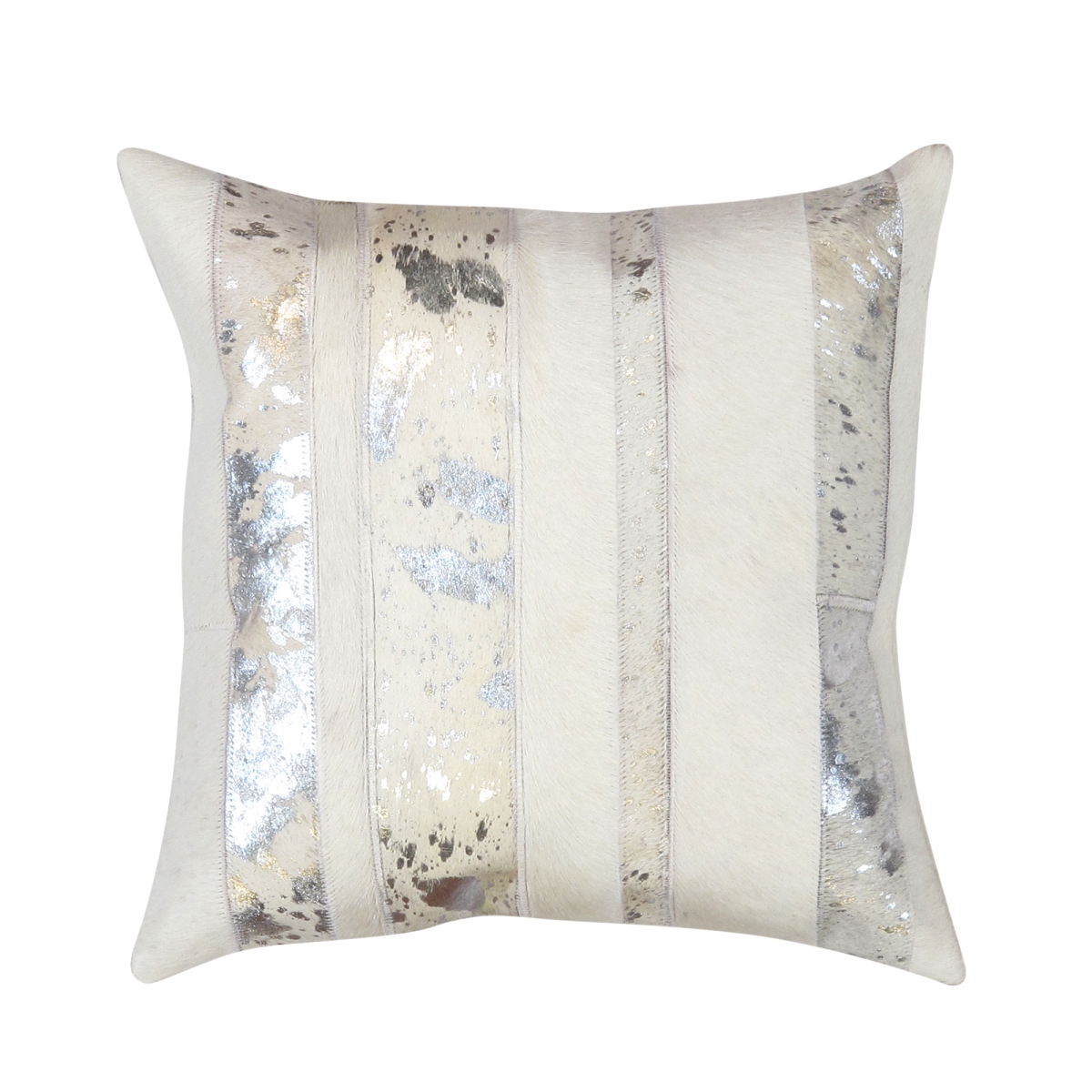 Picture of Pasargad Home picu-32 Pasargad Home Safari Striped Silver Cowhide 17&apos; Decorative Throw Pillow