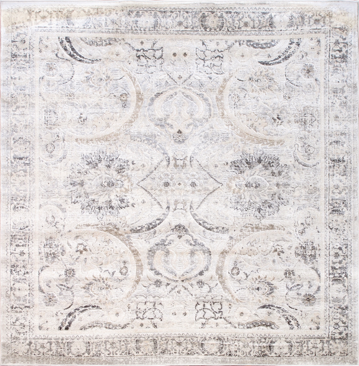 Fantasia Collection Polypropylene Square Area Rug- 6' x 6' - Ivory