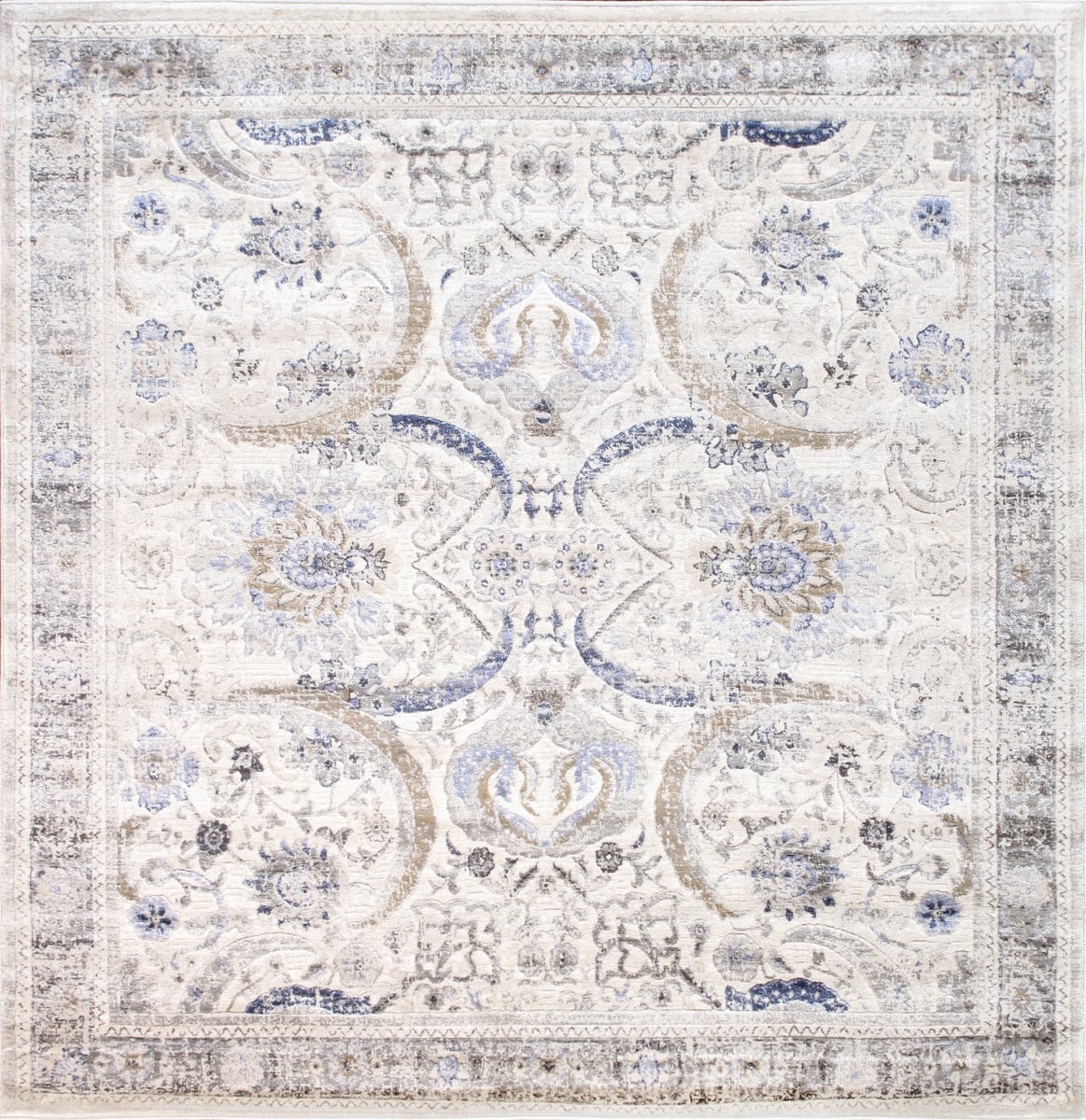 Fantasia Collection Polypropylene Square Area Rug- 6' x 6' - Ivory