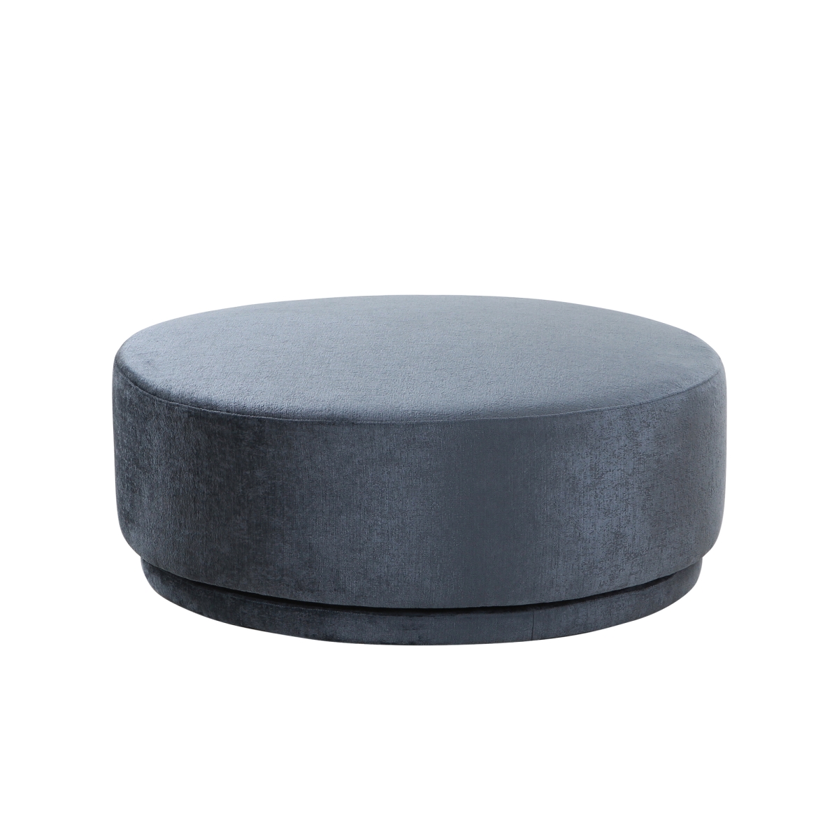 Cielo Style Swivel Base Fabric Round Ottoman, Blue