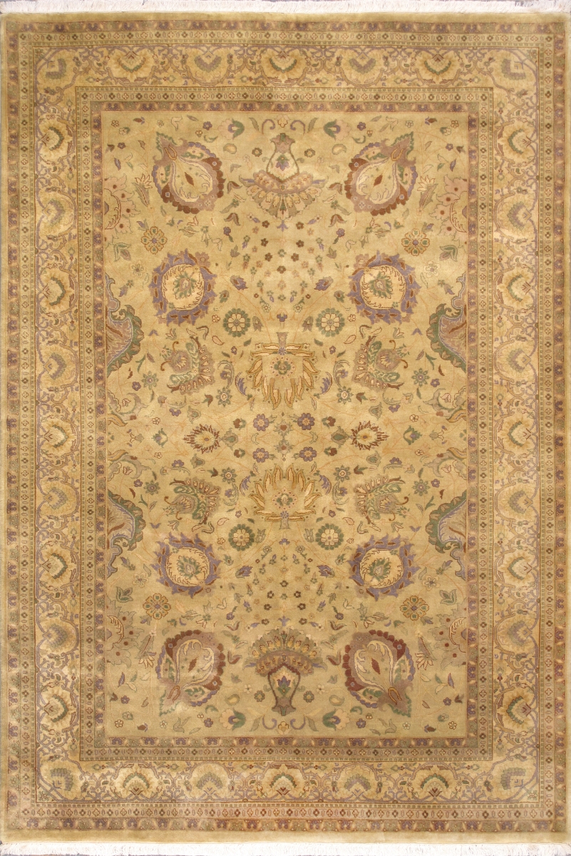 Melody Collection Hand-Knotted Lamb's Wool Gold Area Rug- 6' 2' X 8'11'