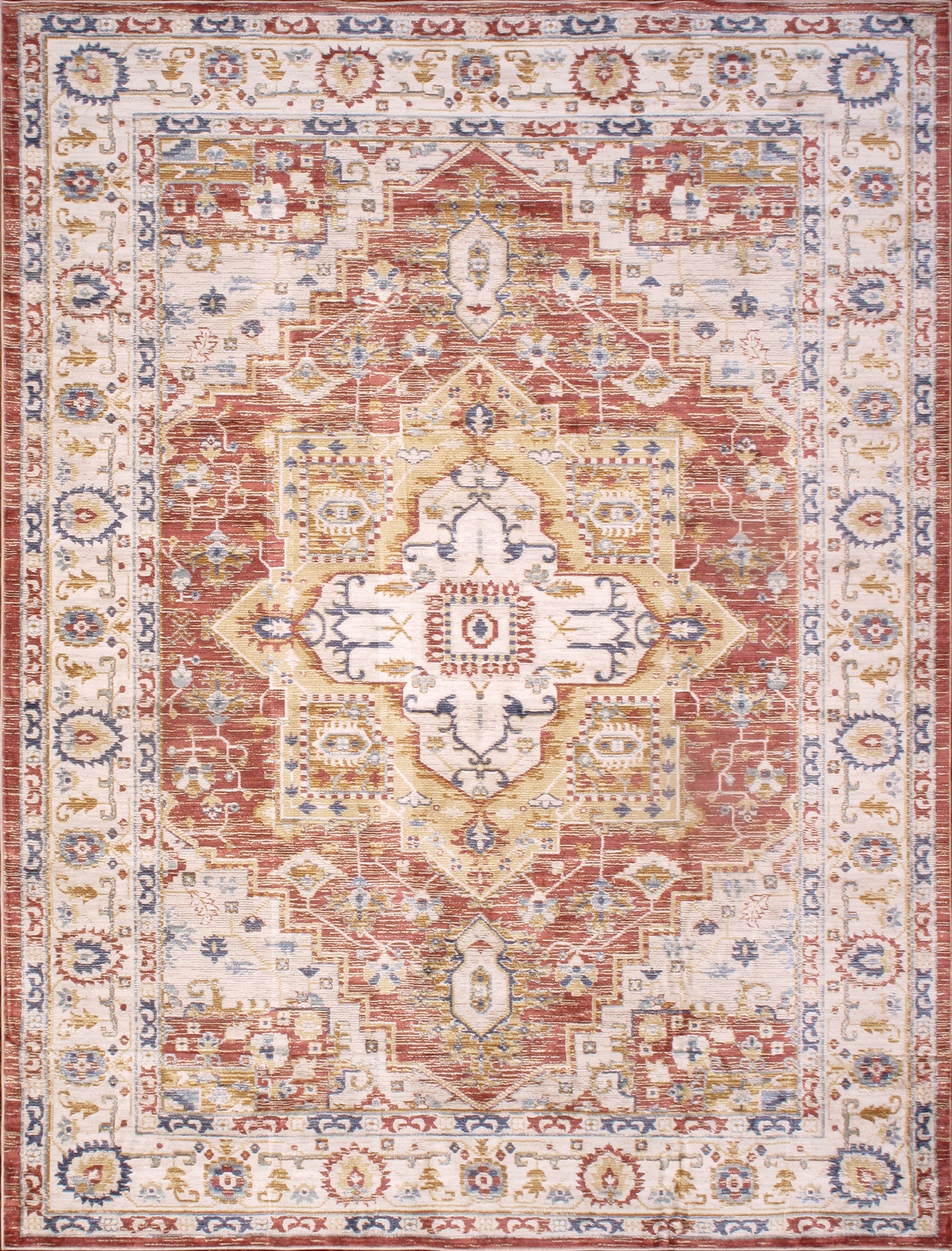 Turkish Heritage Oriental Fabric Rust Area Rug- 3' 0' X 5' 0'