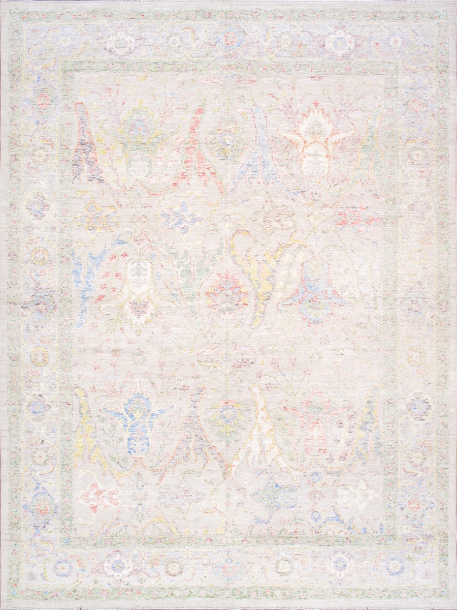 Oushak Collection Hand-Knotted Beige Wool Area Rug-9' 0' X 12' 2'