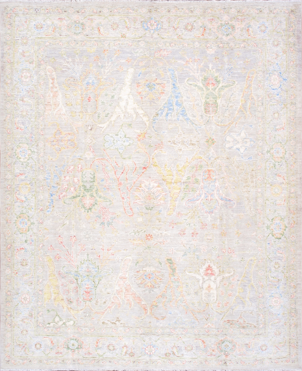 Oushak Collection Hand-Knotted Silver Wool Area Rug-7'11' X 9' 7'