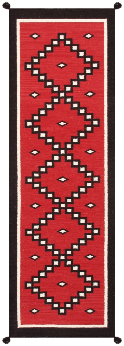 Tuscany Collection Reversible Wool Red Area Rug- 2' 7in. X 8' 2in.