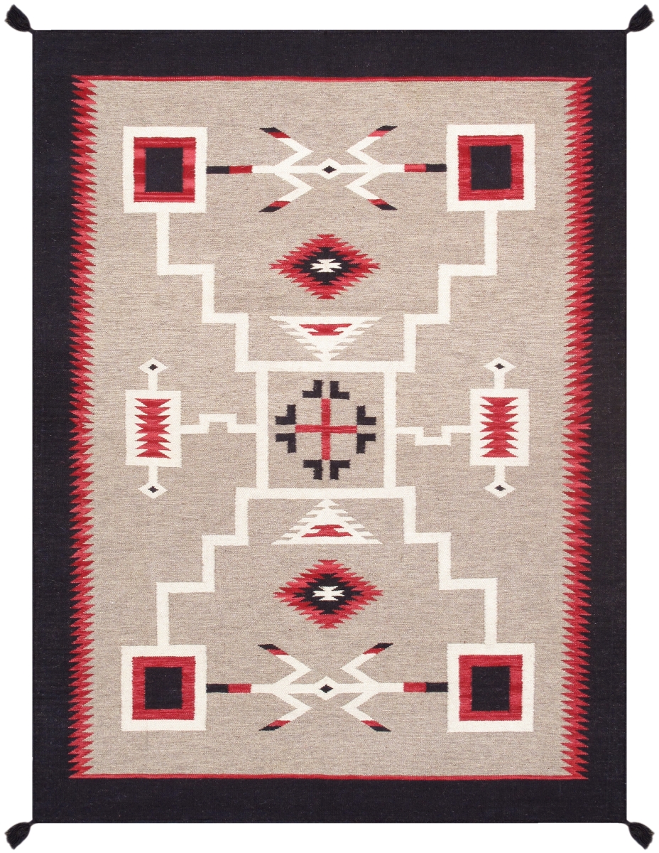 Tuscany Collection Reversible Wool Mocha Area Rug- 5' 2in. X 6'11in.