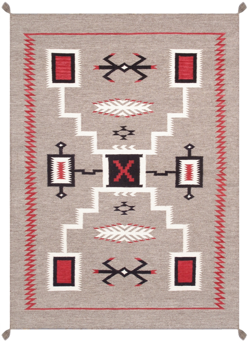 Tuscany Collection Reversible Wool Mocha Area Rug- 5' 1in. X 7' 0in.
