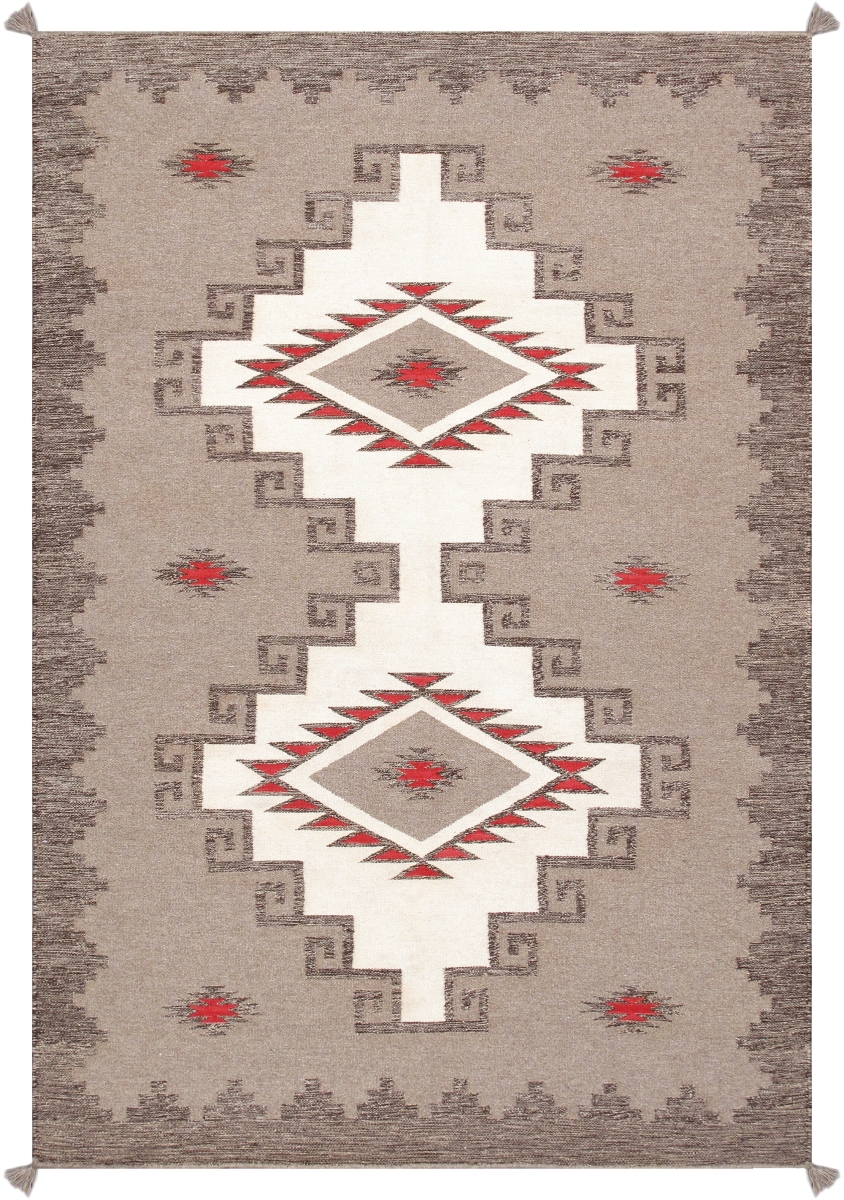 Tuscany Collection Reversible Wool Ivory Area Rug- 4'11in. X 7' 3in.
