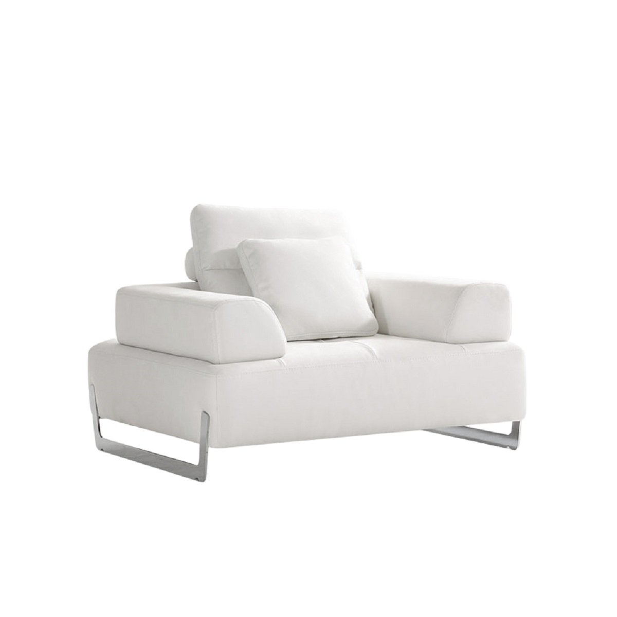 Ravenna White Faux Suede Accent Chair with Sliding Backrest & Armrest