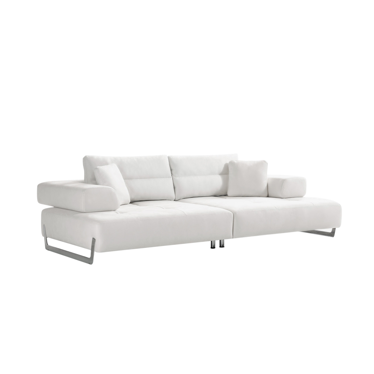 Ravenna Faux Suede Sofa with Sliding Back & Armrests, White