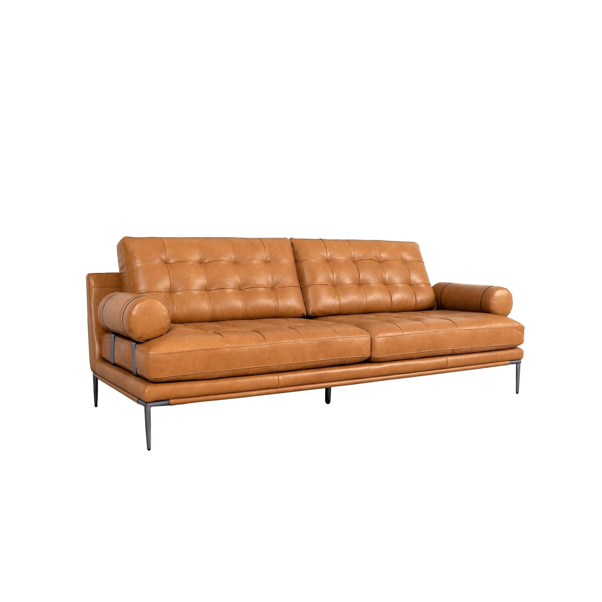 Kimberly Top Grain Leather 3 Seater Brown Sofa, W88'