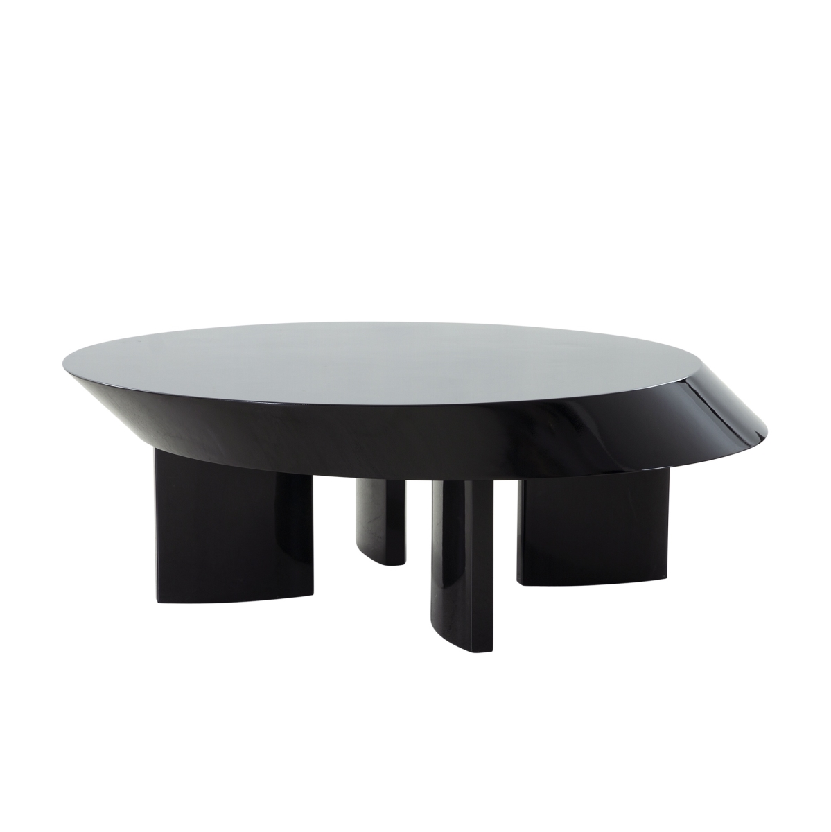 PLZ-254C  Rivano Design Shiny Black Coffee Table, 43.7'W