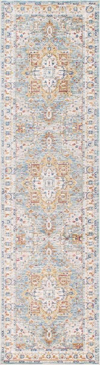PFH-02 2.02X8  Heritage 2.02' x 8' Power-Loomed Polypropylene and Polyester Light Blue/Ivory Runner Rug