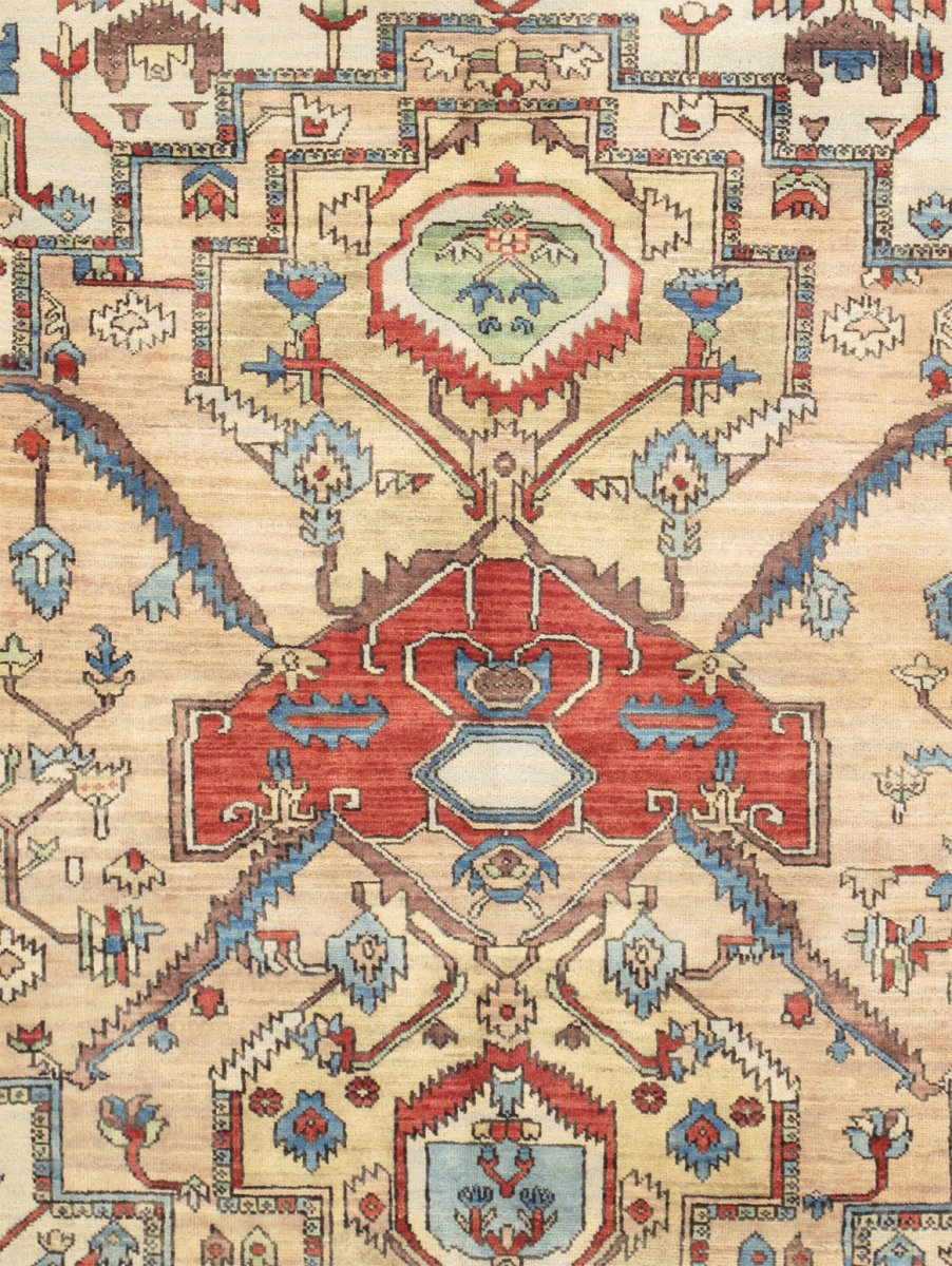 PH-4 9X12  Serapi Hand-Knotted Ivory/Rust Lamb's Wool Area Rug- 8' 8'' X 12' 2''