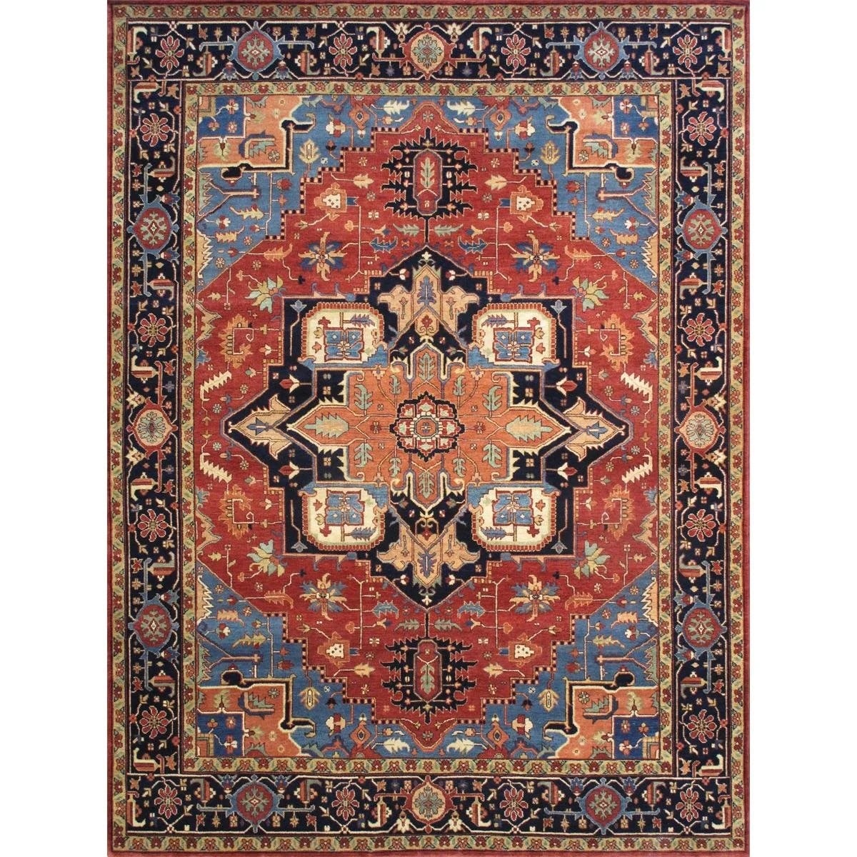 PB-1058 4x6  Serapi 4' X 6' Hand-Knotted Rust/Navy Rug - All Ages, Indoors