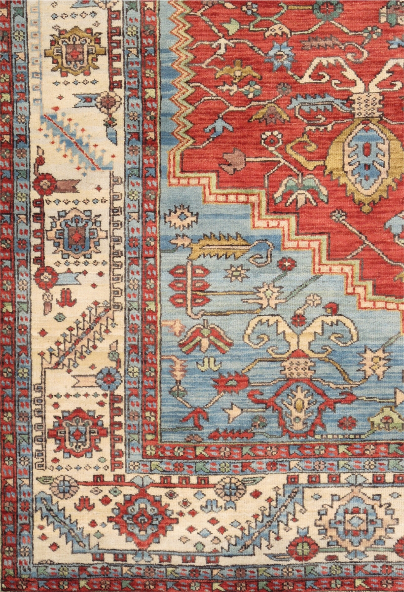 PH-2 9X12  Serapi Hand-Knotted Rust/Ivory Lamb's Wool Area Rug- 8'10'' X 12' 0''