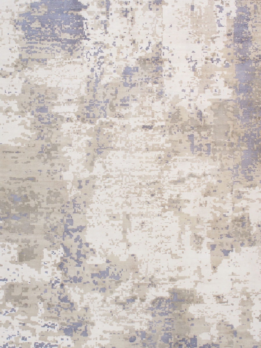 Picture of Pasargad Home PSH-07 9x12 Pasargad Home Mirage 9&apos; x 12&apos; Hand-Loomed Bamboo Silk Grey/Ivory Rug - All Ages&#44; Indoors