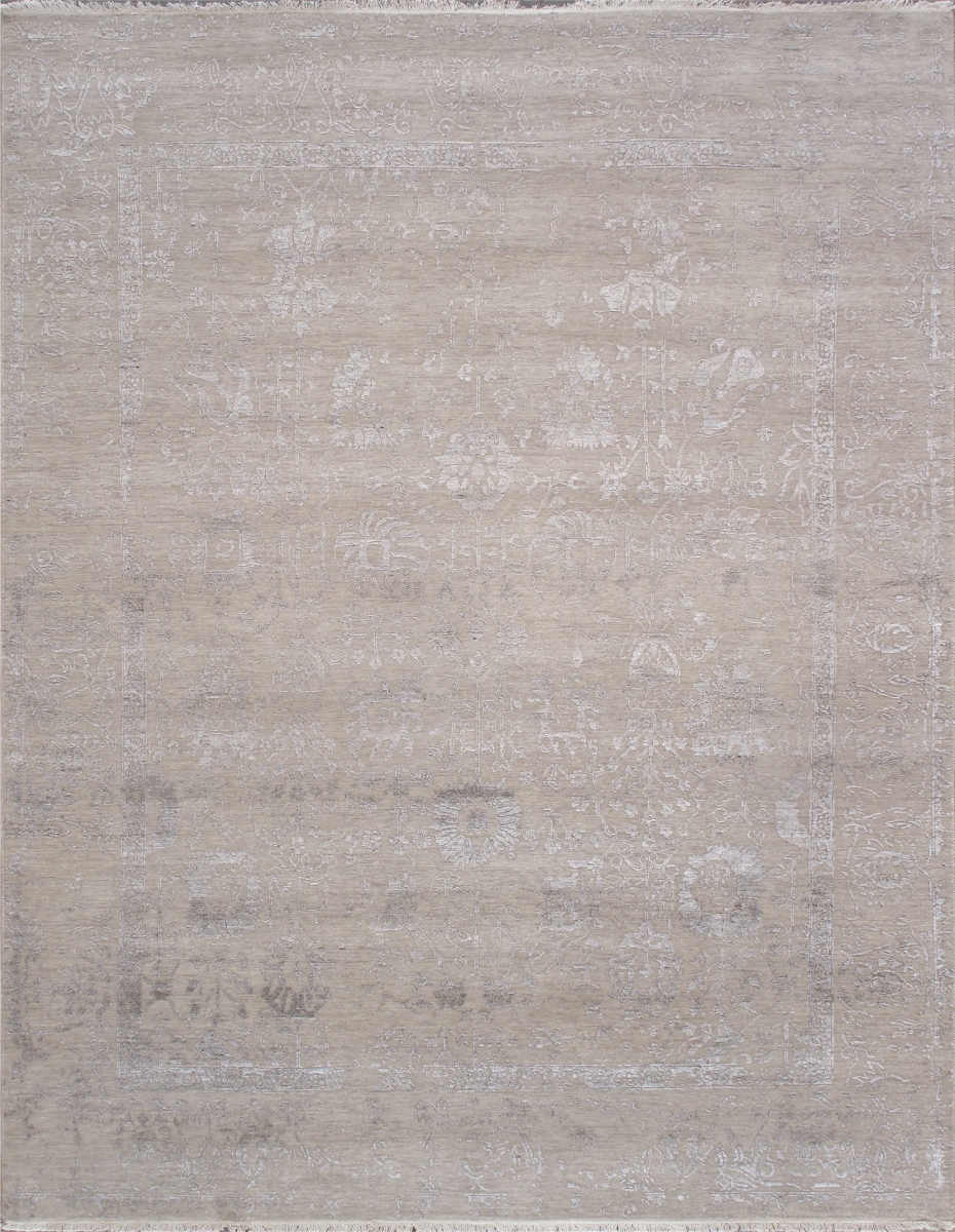VASE-239 8x10 Transitional Hand-Knotted Silver Geometric Area Rug- 8' 0'' X 10' 1''