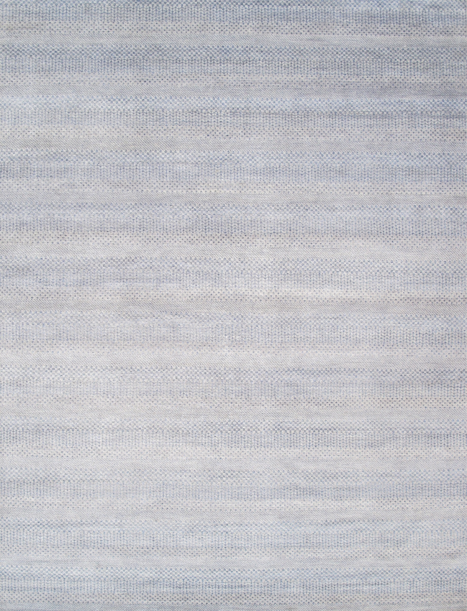 GRASS-752 10x14 Transitional Hand-Knotted Silver Geometric Area Rug-10' 0'' X 14' 0''
