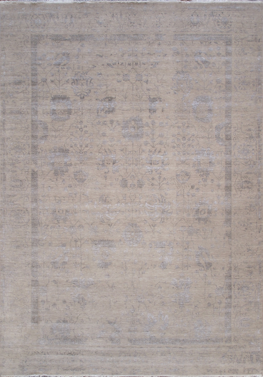 VASE-186 10X14 Transitional Hand-Knotted Silver Geometric Area Rug- 9'11'' X 14' 2''
