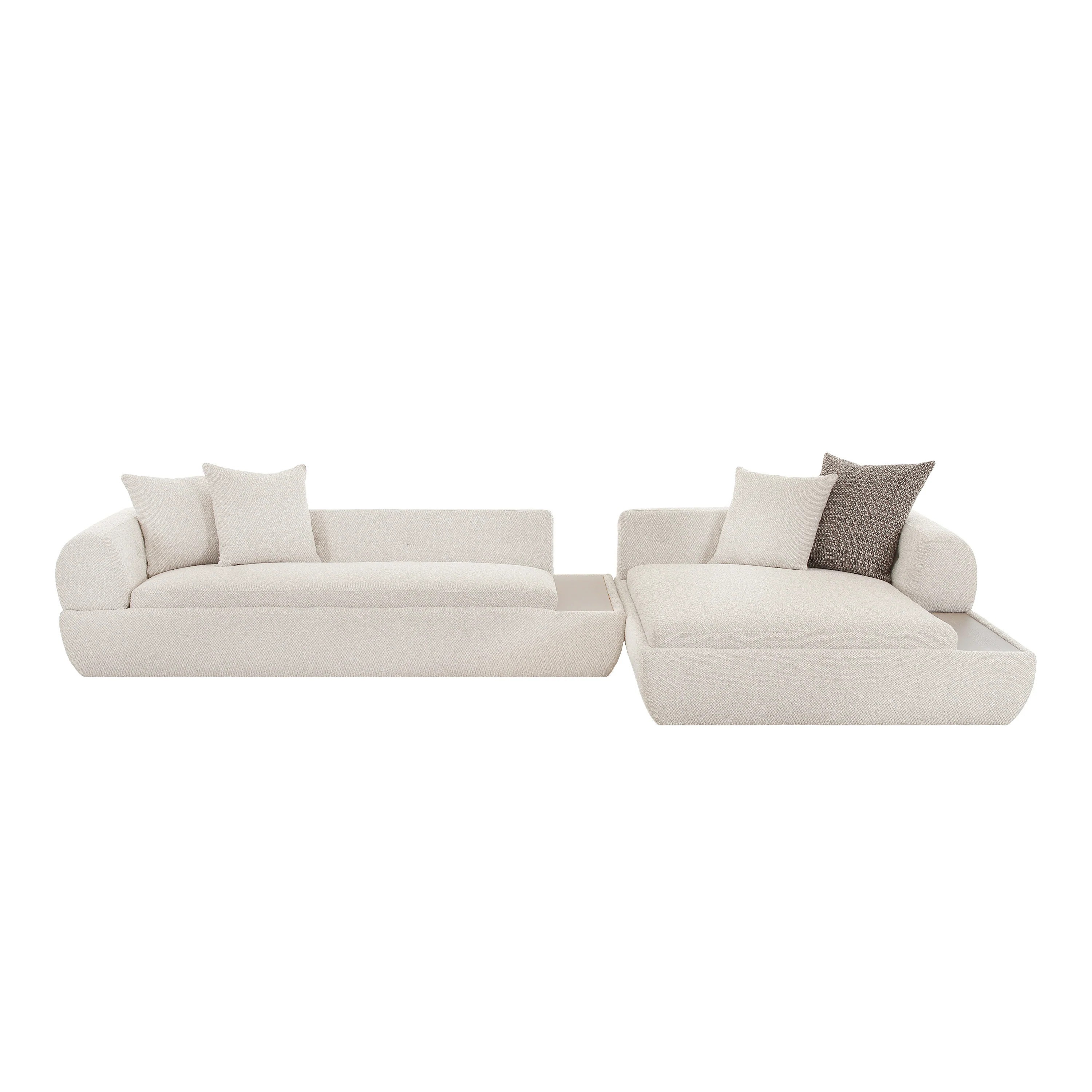 Amara Style Beige Sectional Sofa - Modern Design with Cushions