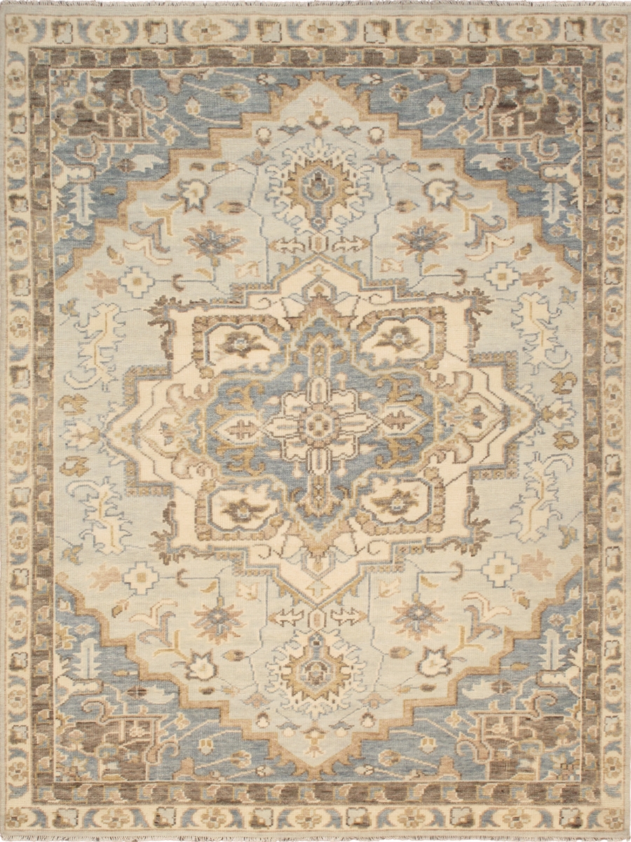 PJT-1 10X14 Serapi Hand-Knotted Light Blue 100% Wool Area Rug- 9'10'' X 13'11''