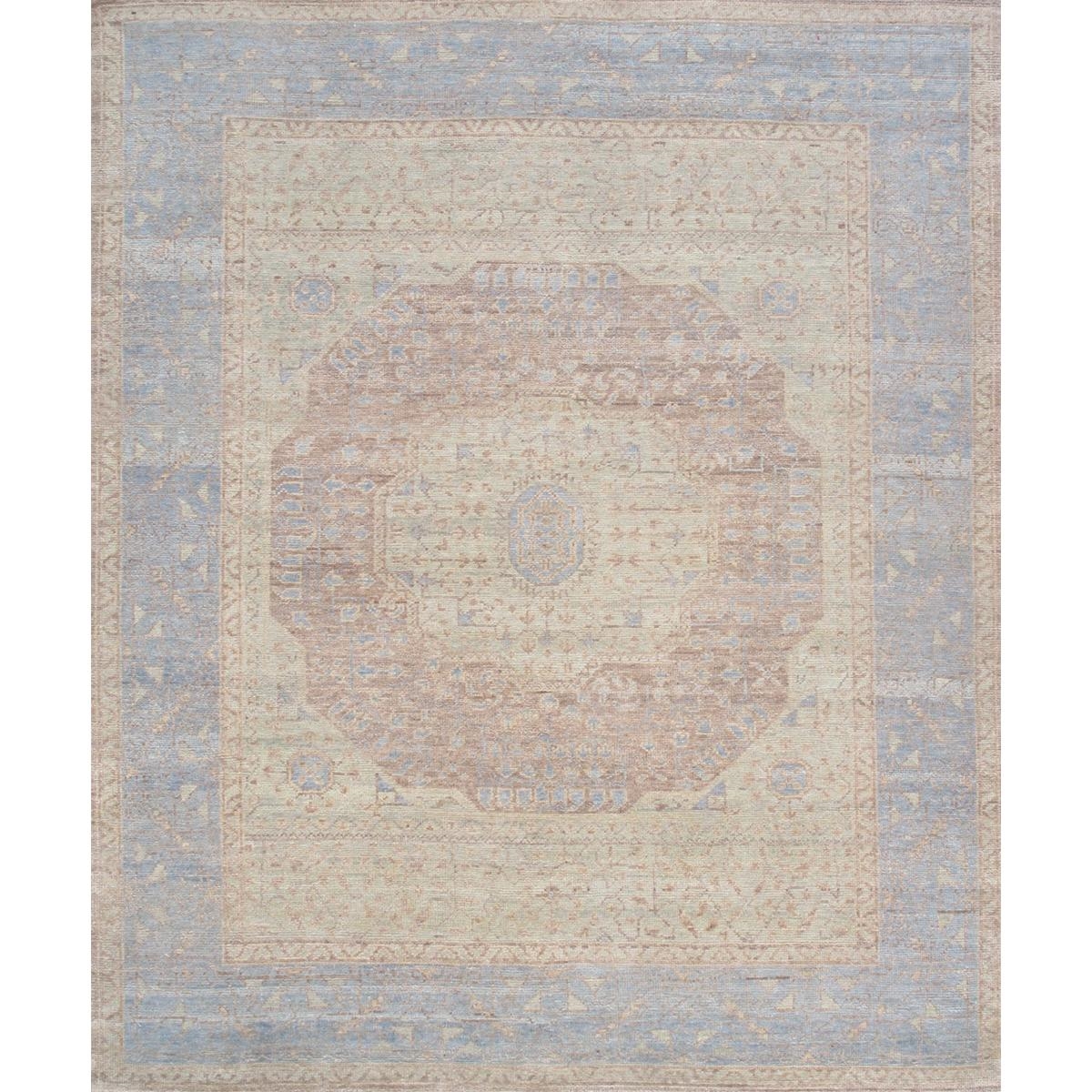PAJ-254A 9x12  Oushak Hand-Knotted Rust/L. Blue Wool Area Rug- 9' 0'' X 11'10''