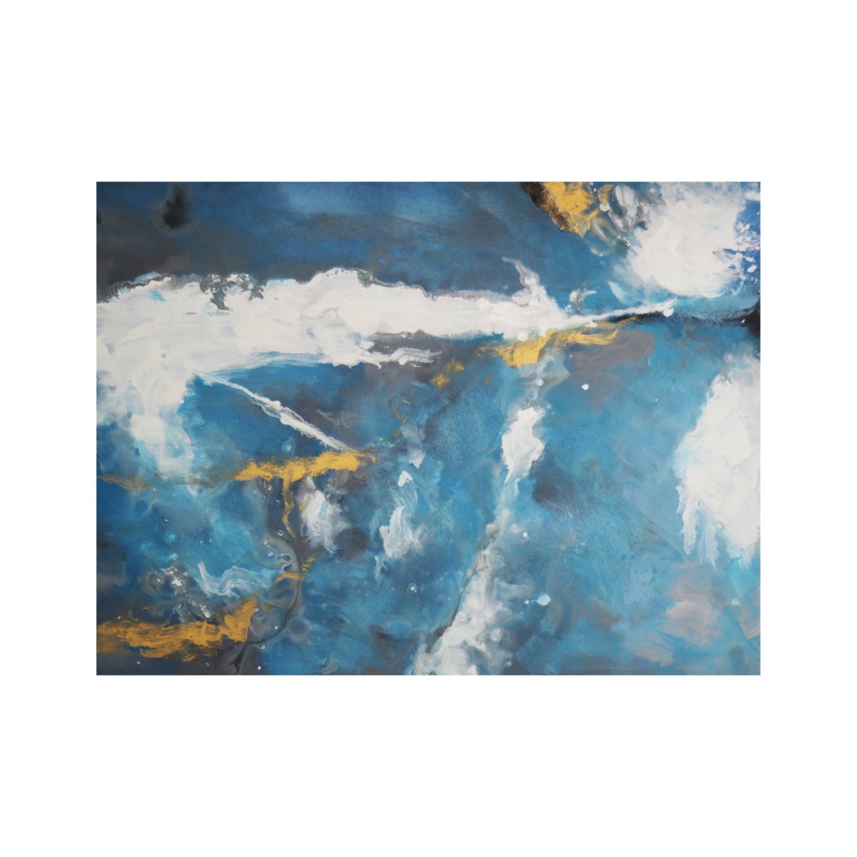 PG-2281 Cerulean  Hand-Painted Blue Abstract Oil Painting on Canvas