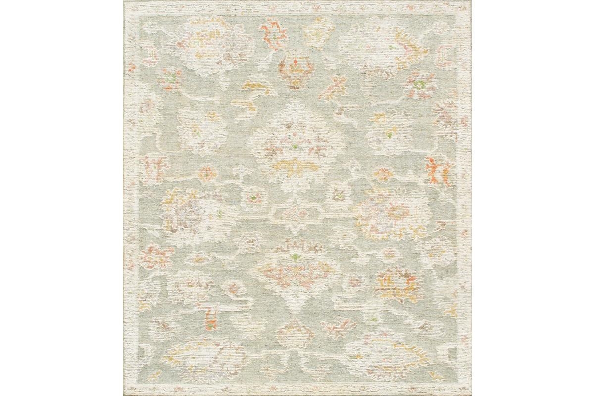 PRP-40 8X10 Oushak Hand-Knotted Light Green/Cream Wool Area Rug