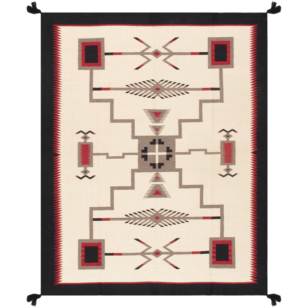 PNT-184 6x9 Tuscany Reversible Wool Ivory/Black Area Rug