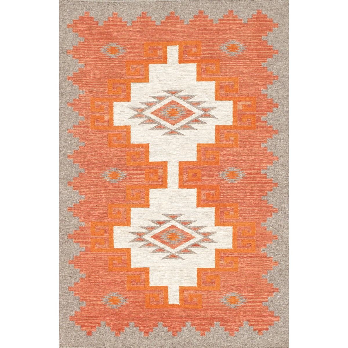 PNT-406 4x6 Tuscany Reversible Wool Beige/Orange Area Rug