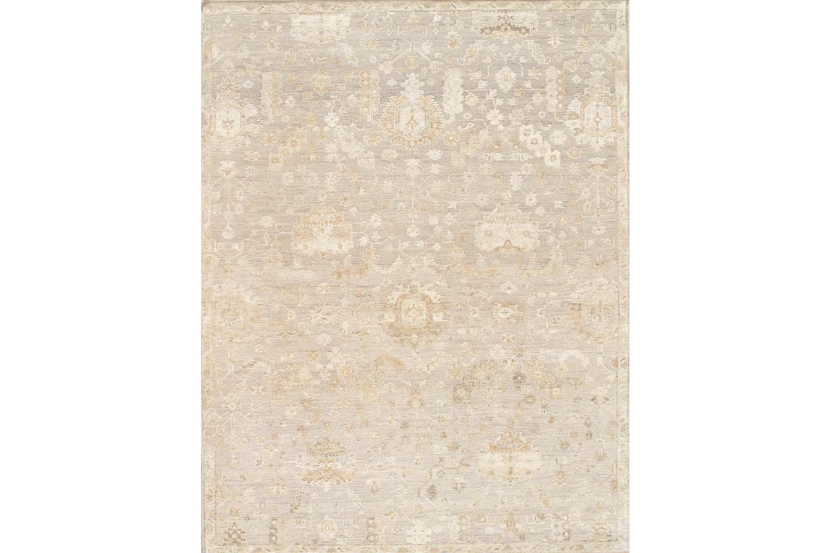 PADR-03 9X12 Oushak Hand-Knotted Silver/Beige Wool Area Rug