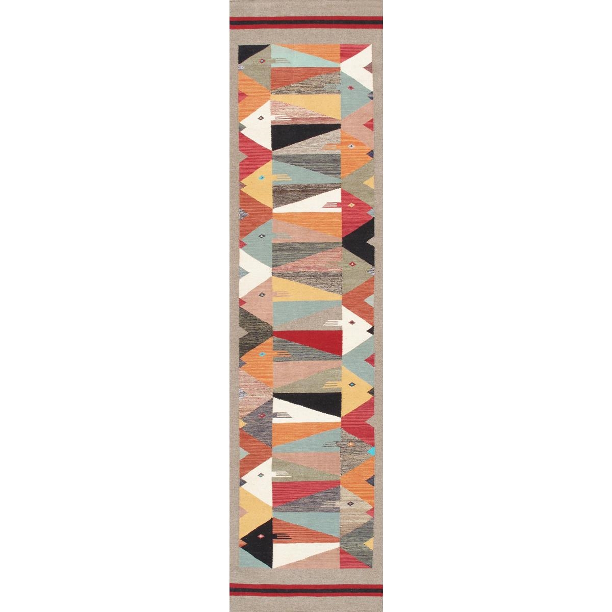 PNT-416 2.08x12 Tuscany Reversible Wool Multi Area Rug