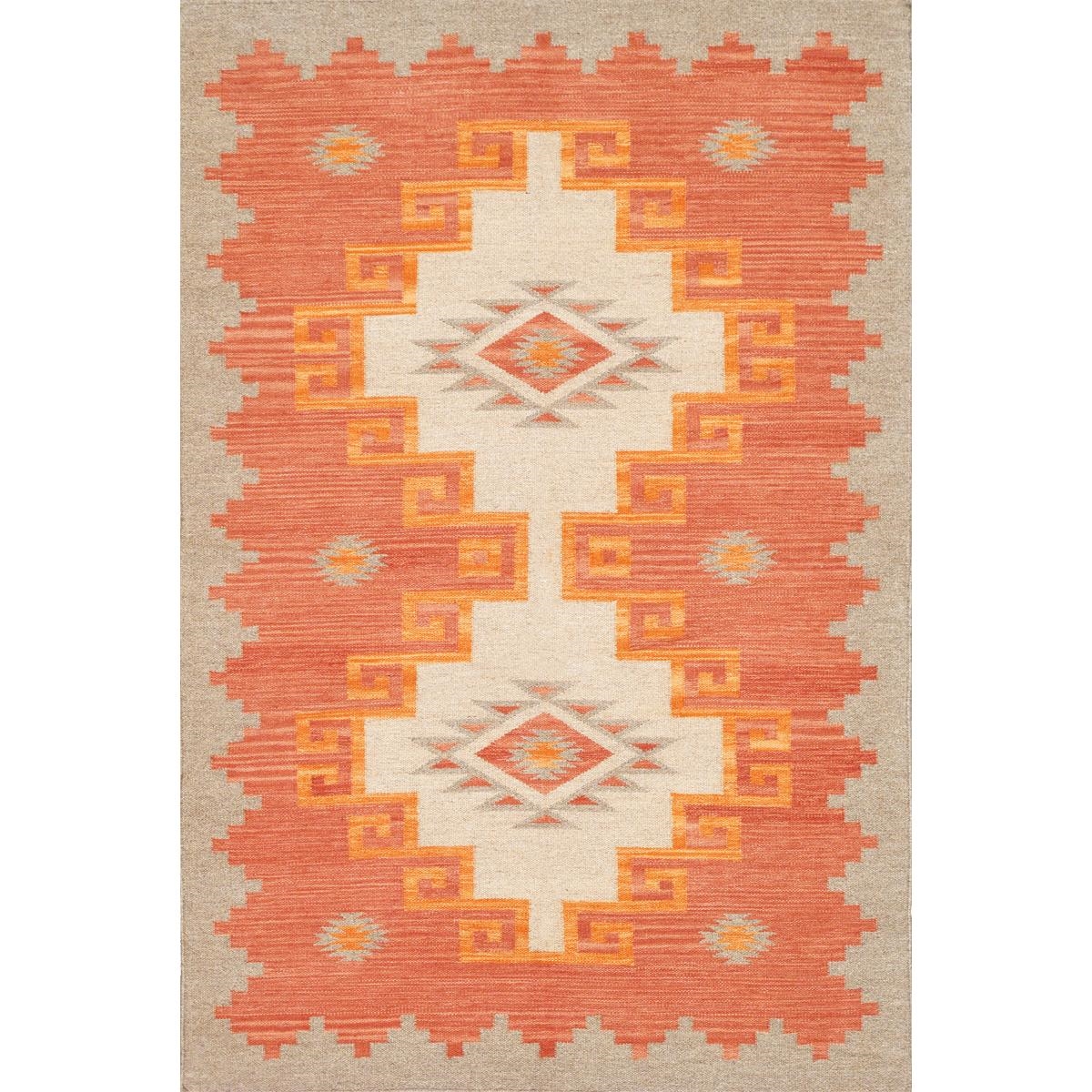 PNT-407 4x6 Tuscany Reversible Wool Mocha/Orange Area Rug