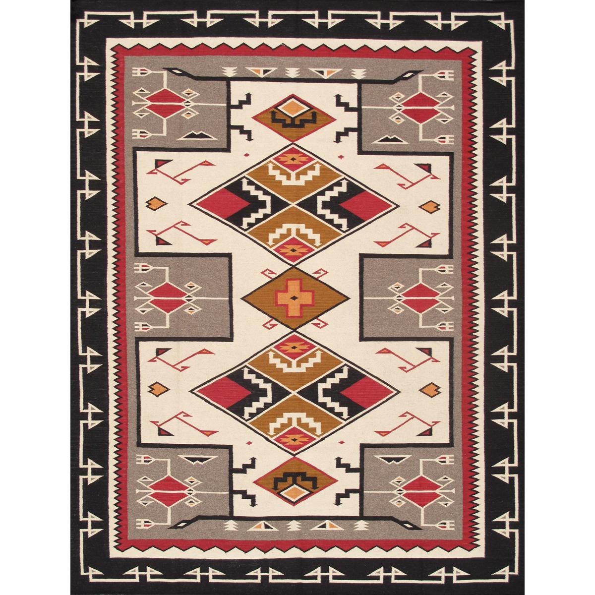 PNT-363 8x10 Tuscany Reversible Wool Ivory/MultiColor Area Rug